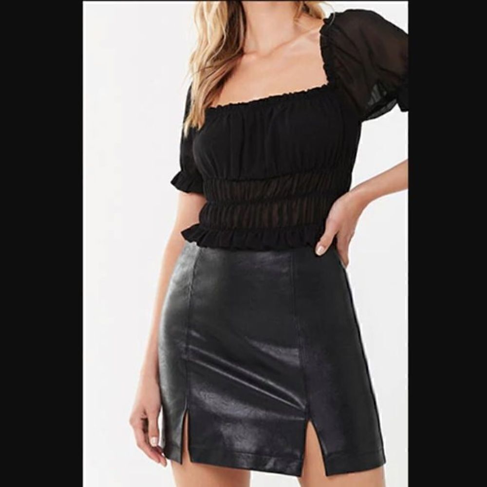 Forever 21 Faux Leather Mini Black with Slits